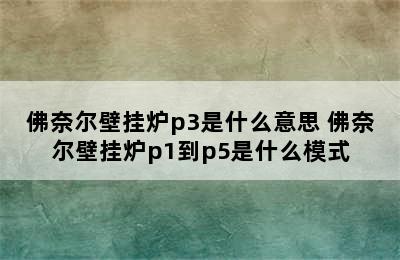 佛奈尔壁挂炉p3是什么意思 佛奈尔壁挂炉p1到p5是什么模式